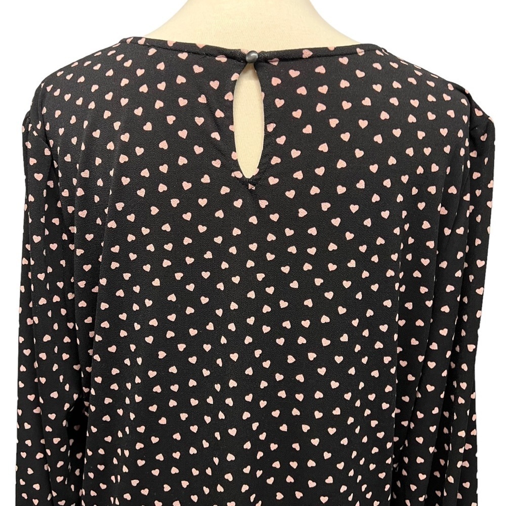 Adrianna Papell Black Heart Print Long Sleeve Top Women’s XL - Picture 8 of 13